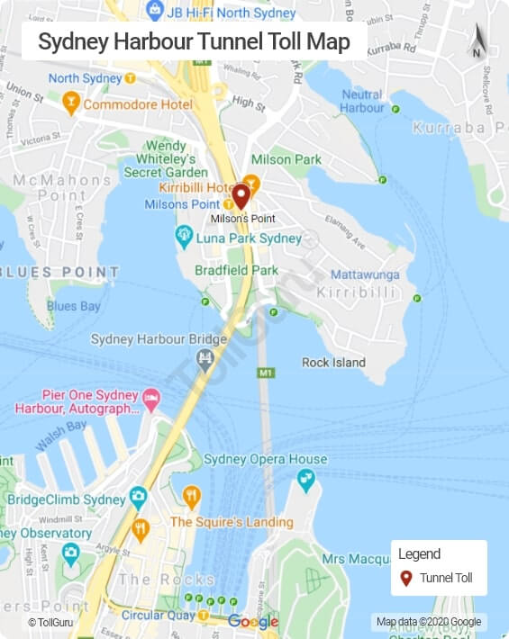Sydney Harbour Tunnel toll booth location